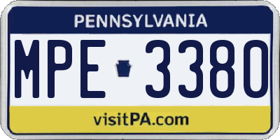 PA license plate MPE3380