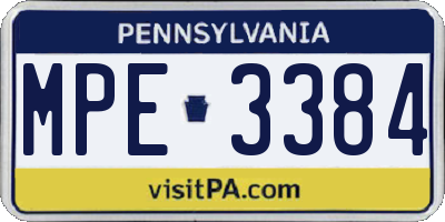 PA license plate MPE3384