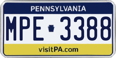 PA license plate MPE3388