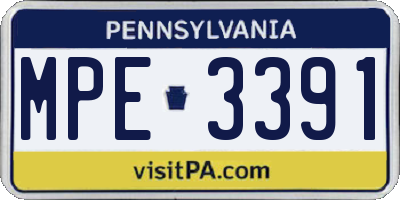 PA license plate MPE3391