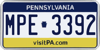 PA license plate MPE3392