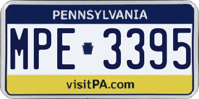 PA license plate MPE3395