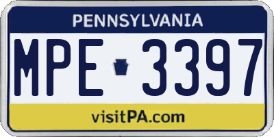 PA license plate MPE3397