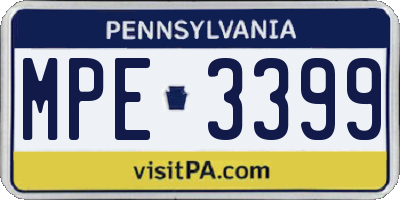 PA license plate MPE3399