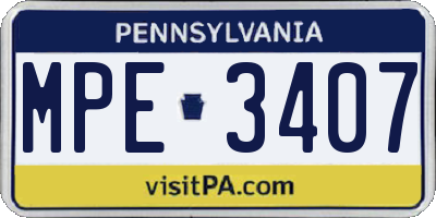 PA license plate MPE3407