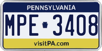 PA license plate MPE3408