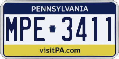 PA license plate MPE3411