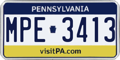 PA license plate MPE3413