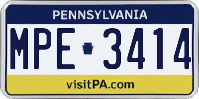 PA license plate MPE3414
