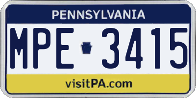 PA license plate MPE3415