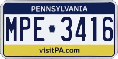 PA license plate MPE3416