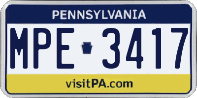 PA license plate MPE3417