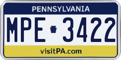 PA license plate MPE3422