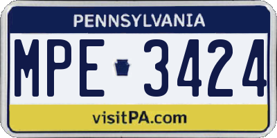 PA license plate MPE3424