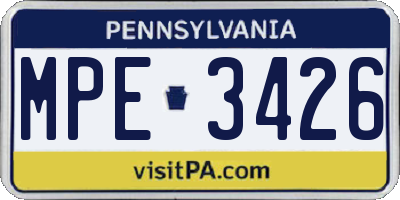 PA license plate MPE3426