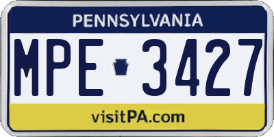 PA license plate MPE3427