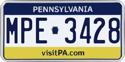 PA license plate MPE3428