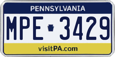 PA license plate MPE3429
