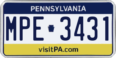 PA license plate MPE3431
