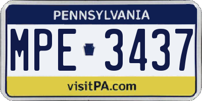 PA license plate MPE3437