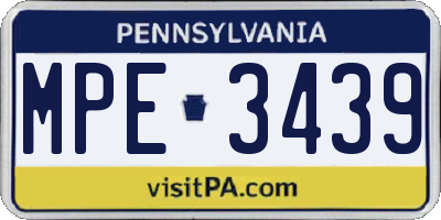 PA license plate MPE3439