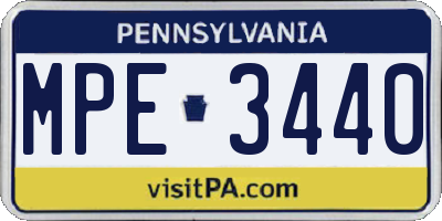 PA license plate MPE3440