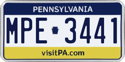 PA license plate MPE3441