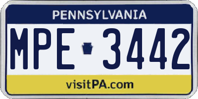 PA license plate MPE3442