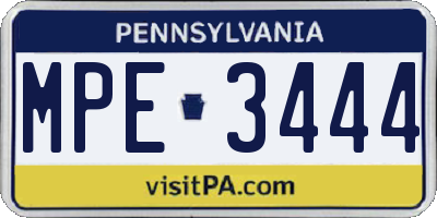 PA license plate MPE3444