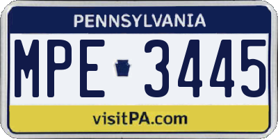 PA license plate MPE3445