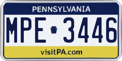 PA license plate MPE3446