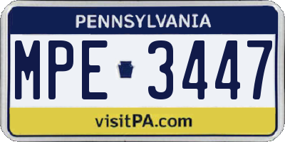 PA license plate MPE3447