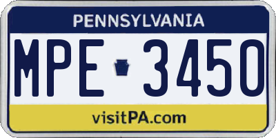 PA license plate MPE3450