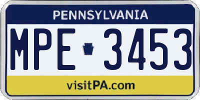 PA license plate MPE3453