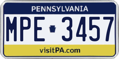 PA license plate MPE3457