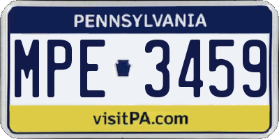 PA license plate MPE3459