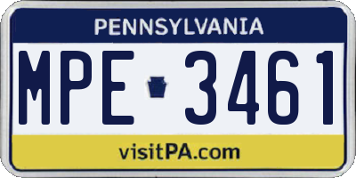 PA license plate MPE3461