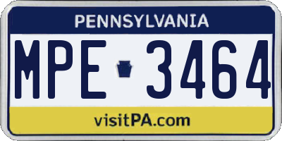 PA license plate MPE3464