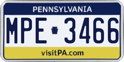 PA license plate MPE3466