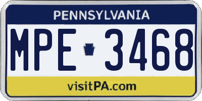 PA license plate MPE3468