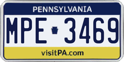 PA license plate MPE3469