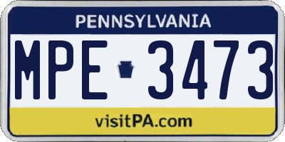 PA license plate MPE3473