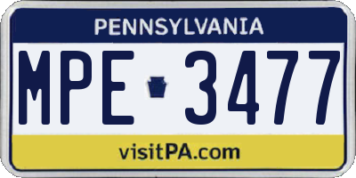 PA license plate MPE3477
