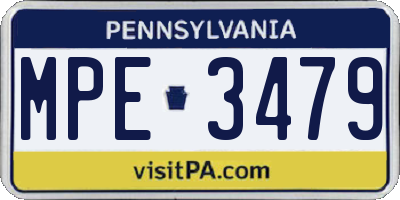 PA license plate MPE3479