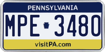 PA license plate MPE3480