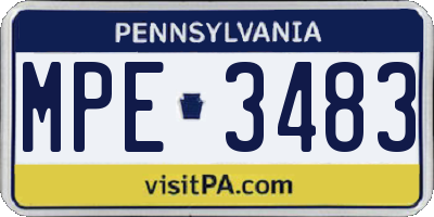 PA license plate MPE3483