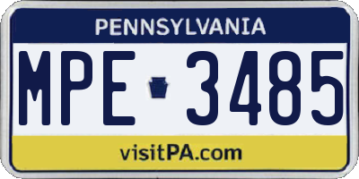 PA license plate MPE3485