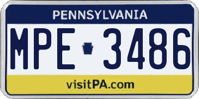PA license plate MPE3486