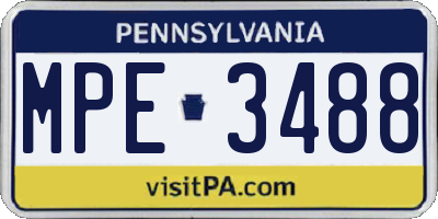 PA license plate MPE3488