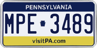 PA license plate MPE3489